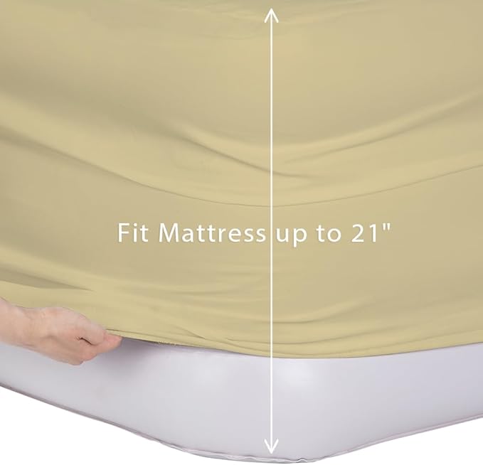Bedecor Air Bed Sheets for Mattress Cover Removable Bed and Elastic Band Super Soft and Breathable & Deep up to 21" Beige Twin XL