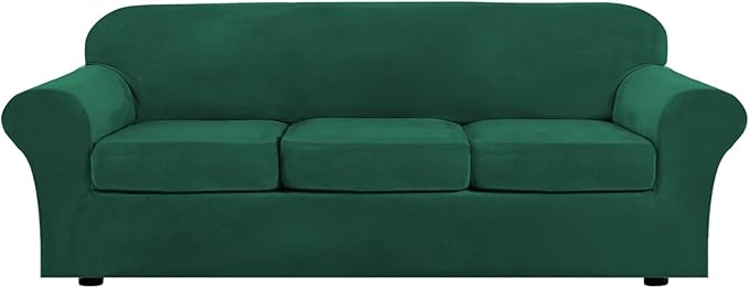 H.VERSAILTEX Modern Velvet Plush 4 Piece High Stretch Sofa Slipcover Furniture by HVERSAILTEX