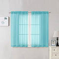 Aqua Sheer Curtains 45 Inches Long 2 Panels by OVZME