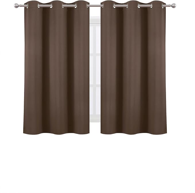 Chocolate Brown Blackout Curtains 34 x 63 Inch Length/Set of 2 Curtain - Image 2