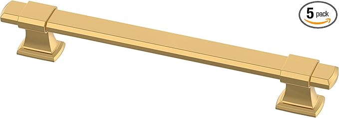 Franklin Brass Adjusta-Pull (5-Pack) Adjustable Drawer Pulls | Fits 1-3/8 to 6-5/16 Inch Hole Centers | Modern Gold Cabinet Handles| Chamfered Edge P49107-117-B