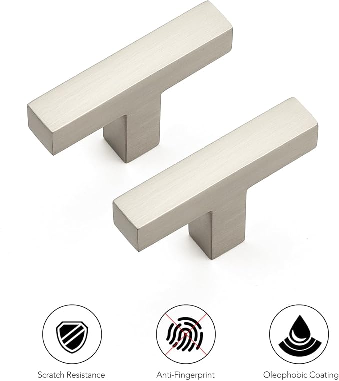 Ravinte 25 Pack Solid Single Hole Slim Square Bar Dresser Drawer Handles Kitchen Cabinet Handles Brushed Nickel Drawer Pulls Kitchen Cabinet Hardware Pulls