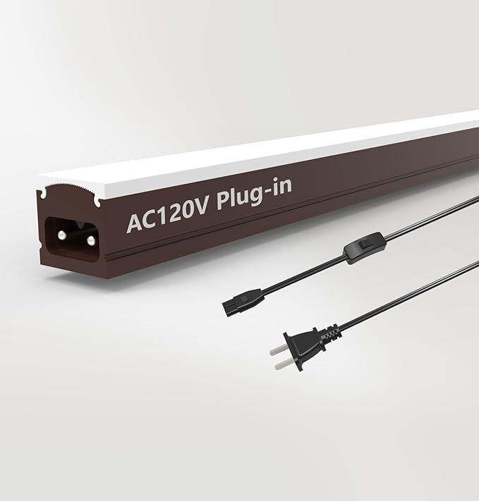 Under Cabinet Lighting Plug in, 32 Inch 1 Pc, Linkable AC120V 3CCT 3000K/4000K/5000K Ultra Slim, LED Under Cabinet Lights for Counter Light, Kitchen, Shelf, Sink, Workshop, Desk, Bronze