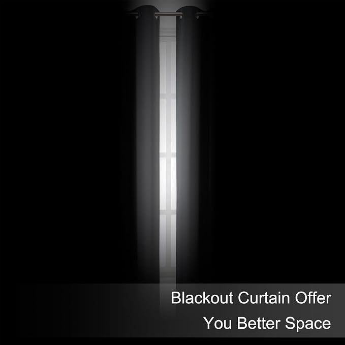 Blackout Curtains 52 x 120 Inch Long Frost Grey Curtains Set of 2 Panels Room - Image 3