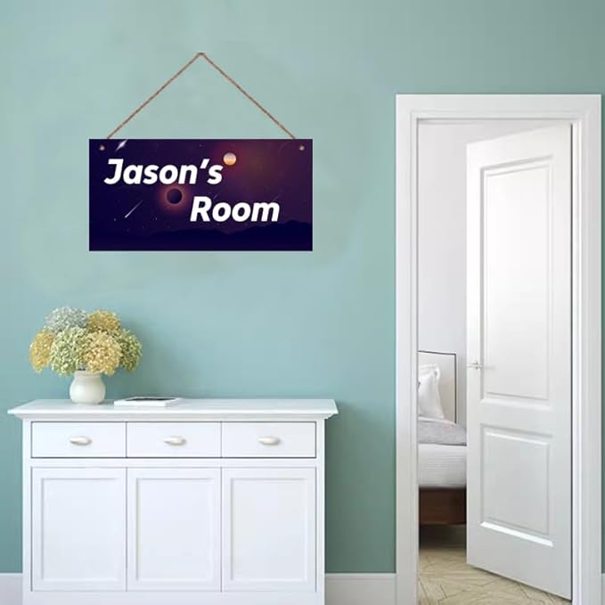 Personalized Sign Fantasy Universe Themed For Kids Room Nursery Door Decor,Custom Name Satrs Wall Art Decor Decorative Plate for Boys Bedroom Girls Room Baby Game Room