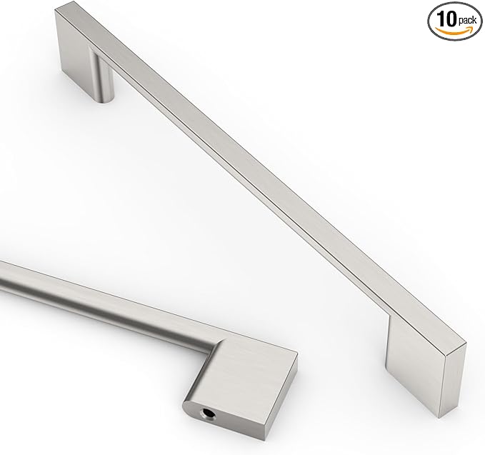 Asidrama 10 Pack 6.3 Inch(160mm) Brushed Satin Nickel Kitchen Cabinet Handles, Cabinet Pulls Kitchen Cabinet Hardware for Cupboard Drawer Pulls