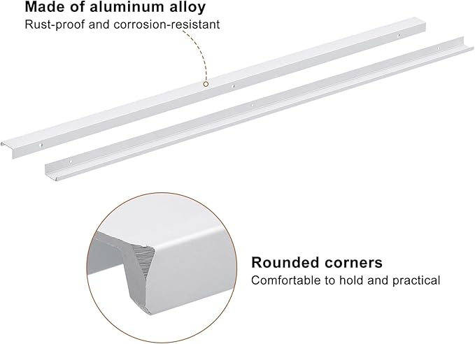 uxcell Cabinet Finger Edge Pull, 1pcs 800mm / 31.5" Aluminum Alloy Back Mount Hidden Cabinet Pulls Concealed Handle for Home Kitchen Drawer Cabinet, Silver