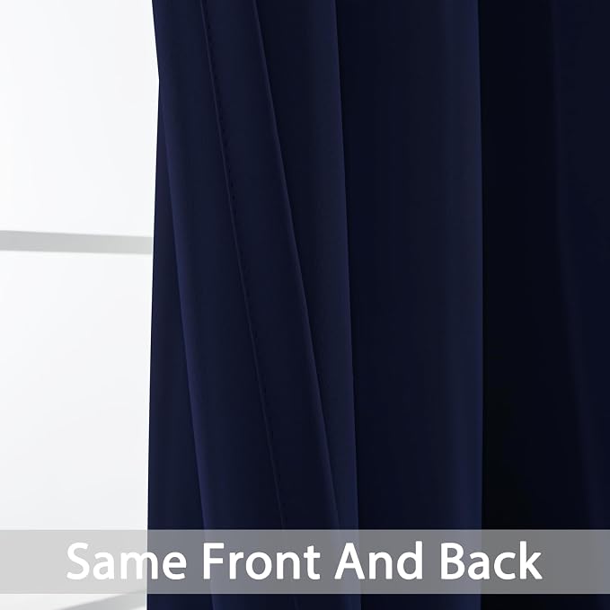 Yakamok Room Darkening Curtains 70x84 inch Length Navy Blue-Living Room | 2 - Image 3