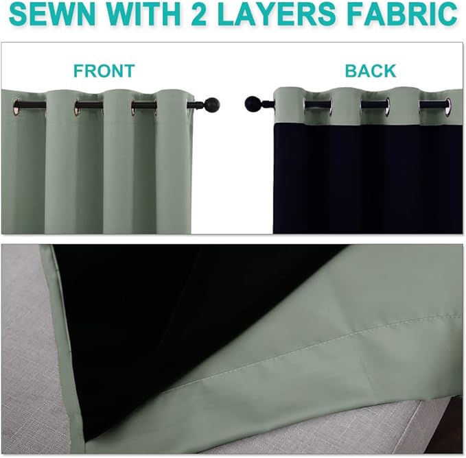 NICETOWN 100% Blackout Window Curtain Panels, Heat and Full Light Blocking - Image 4