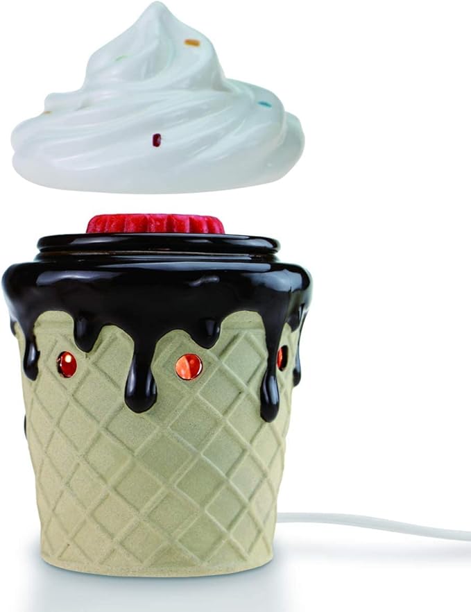 STAR MOON Cute Wax Warmer Wax Melter for Scented Wax Candle Warmer for Wax Melt with One More Bulb Removable Dish Home Decor Home Fragrance Ice Cream Decor Ideal Gift (Sweet Ice Cream)