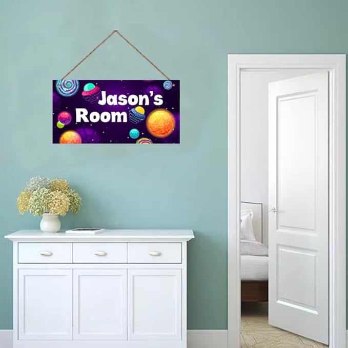 Personalized Stars Sign Customized Galaxy Art Decoration Exquisite Decorative Signs Custom Name for Nursery Kids Room Door Wall Art Decor Outer Space Themed Decor For Boys Room Little Man Cave