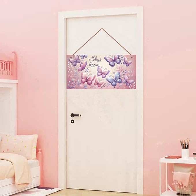 SLWEJQHA Personalized Vintage Butterfly Decor for Boys Room Pink Butterflies Theme Room Decor for Nursery,Wall Art Decor for Kids Room Gilrs Bedroom Office Garden Wall Decoration