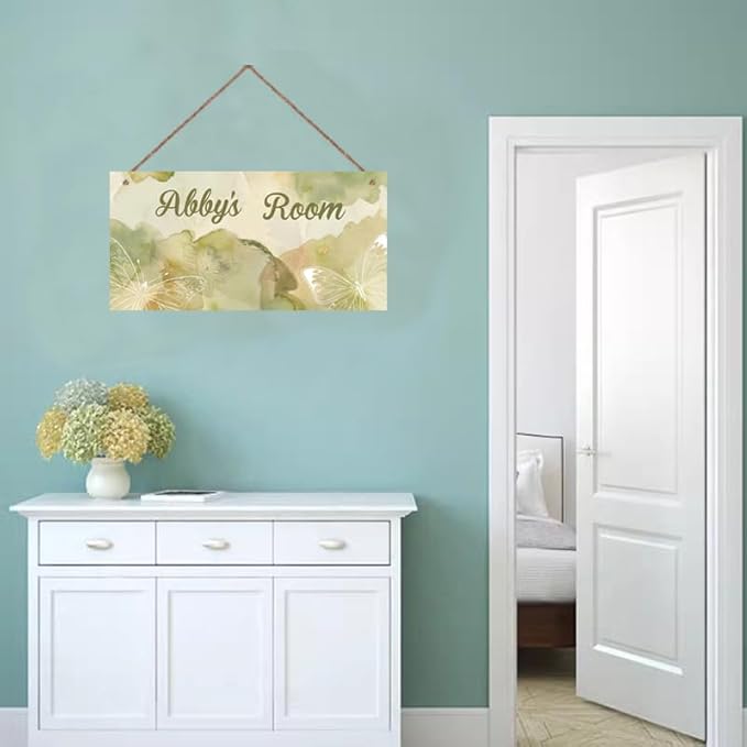 Personalized Butterfly Sign for Little Man Cave Wash Painting Art Décor For Kids Room Custom Name Door Wall Art Decor, Floral Nursery Art Plate For Boys Room Girls Bedroom