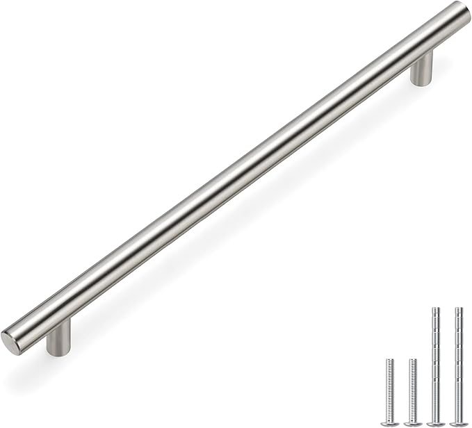 homdiy Brushed Nickel Cabinet Pulls Cabinet Handles, 10in(256mm) Center to Center Dresser Drawer Handles Silver Drawer Pulls for Kitchen, Bedroom, Bathroom, Wardrobe Hardware