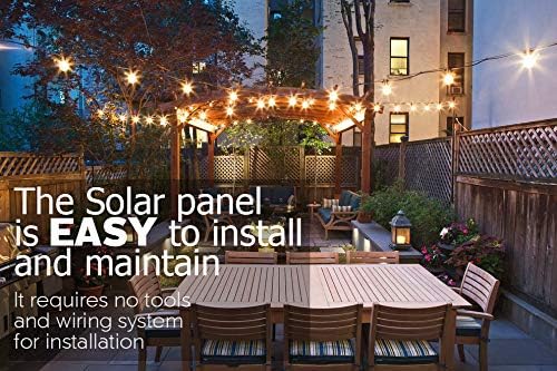 Solar String Lights Waterproof LED Indoor/Outdoor Hanging Umbrella Lights with 25 Bulbs - 27 Ft Patio Light for Deckyard Tents Market Cafe Gazebo Porch Party Decor (25 Light Bulb)