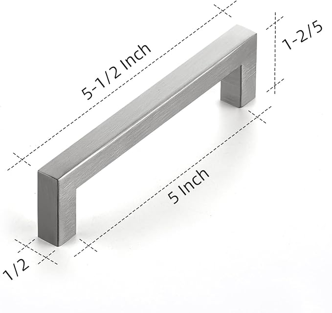 Ravinte 20 Pack 5 Inch Square Cabinet Handles - Satin Nickel Pulls, Brushed Nickel Drawer Pulls, Kitchen Hardware for Cabinets, Cupboards, Drawers