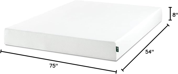 ZINUS 8 Inch Full Green Tea Memory Foam Mattress [New Version], Fiberglass free, Medium Firm Feel, Zoned Pressure Relief, Certified Safe Foams & Fabric, Mattress in A Box
