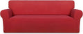 PureFit Stretch Oversized Couch Covers Fleece Sofa Slipcovers Red | 1-Piece by PureFit