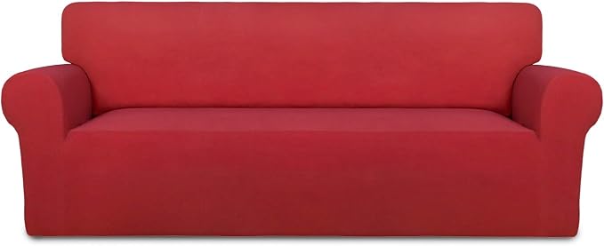 PureFit Stretch Couch Covers for Sofa Large Sofa Slipcovers Red | 1-Piece Sofa by PureFit