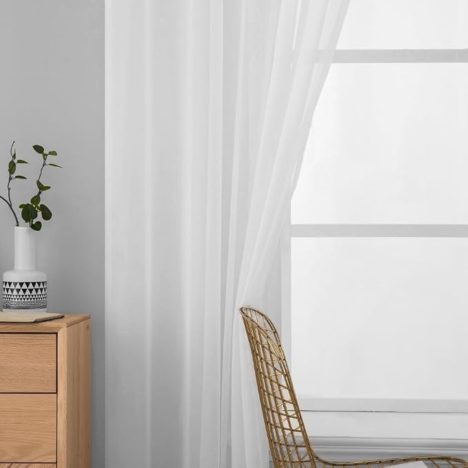 MIULEE 2 Panels White Sheer Curtains - Image 5