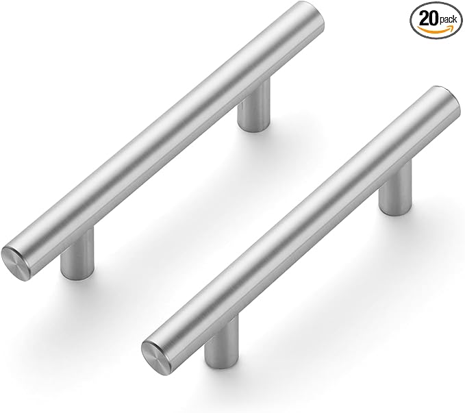 JOY DECOR 20 Pack 5 Inch Cabinet Pulls, Brushed Nickel Drawer Handles with 3 Inch (76mm) Hole Centers, Stainless Steel Kitchen Cabinet Hardware for Cupboards and Drawers