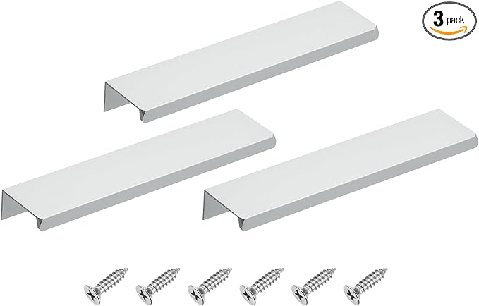 uxcell Cabinet Finger Edge Pull, 3pcs 150mm / 5.91" Aluminum Alloy Back Mount Hidden Cabinet Pulls Concealed Handle for Home Kitchen Drawer Cabinet, Silver
