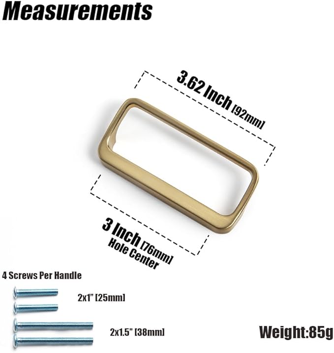 Goo-Ki Champagne Bronze Cabinet pulls with 3''(76mm) Hole Center,Modern Zinc Alloy Finger Pulls for Drawer,Wardrobe,Cupboard,6 Pack