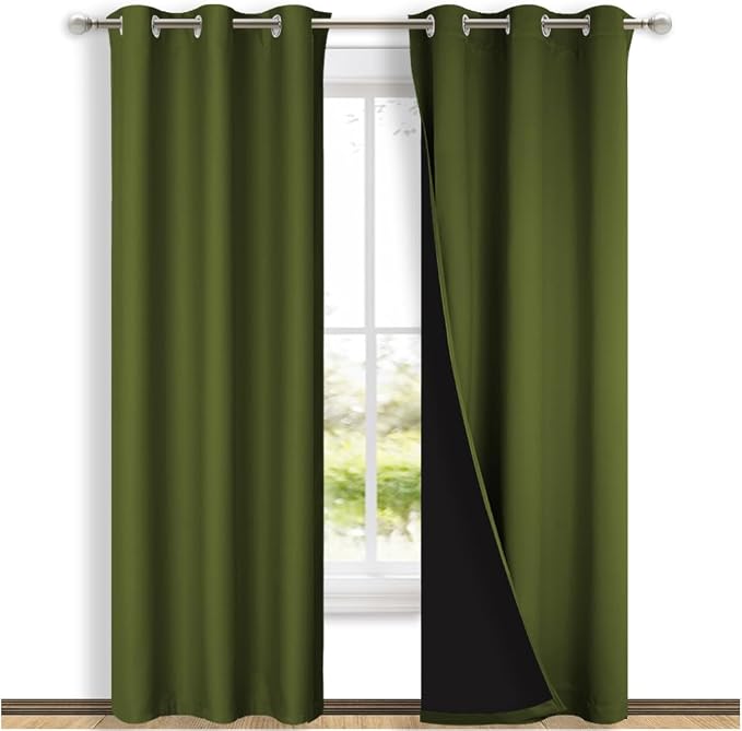 NICETOWN Blackout Curtains 84 inches Long, 2 Pieces, Olive Green, Full Light by NICETOWN