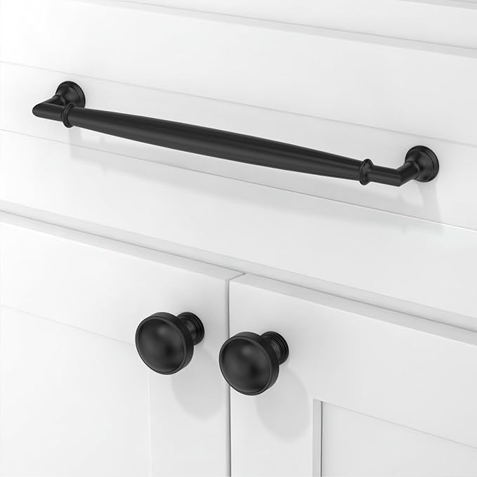 10 Pack Matte Black Cabinet Pulls 7.5 Inch(192mm) Kitchen Cabinet Handles Solid Zinc Alloy Cabinet Hardware Drawer Pulls