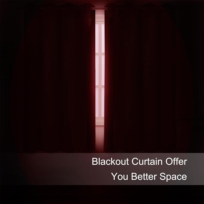 Blackout Curtains 66 x 54 Inch Long Bright Red Curtains Set of 2 Panels Room - Image 3