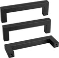 goldenwarm 100 Pack 3-3/4 Inch Black Cabinet Handles Matte Black Drawer Pulls Stainless Steel Cabinets Hardware Square Bar Modern for Kitchen Bathroom Cupboard