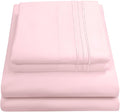 RV Queen Bed Sheets - Breathable Luxury Sheets with Full Elastic & Secure Corner Straps Built In - 1800 Supreme Collection Extra Soft Deep Pocket Bedding Set, Sheet Set, RV Short Queen, Pale Pink