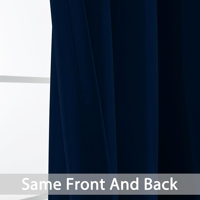 Yakamok Room Darkening Curtains 52x63 inch Length Dark Blue-Living Room | 2 - Image 5