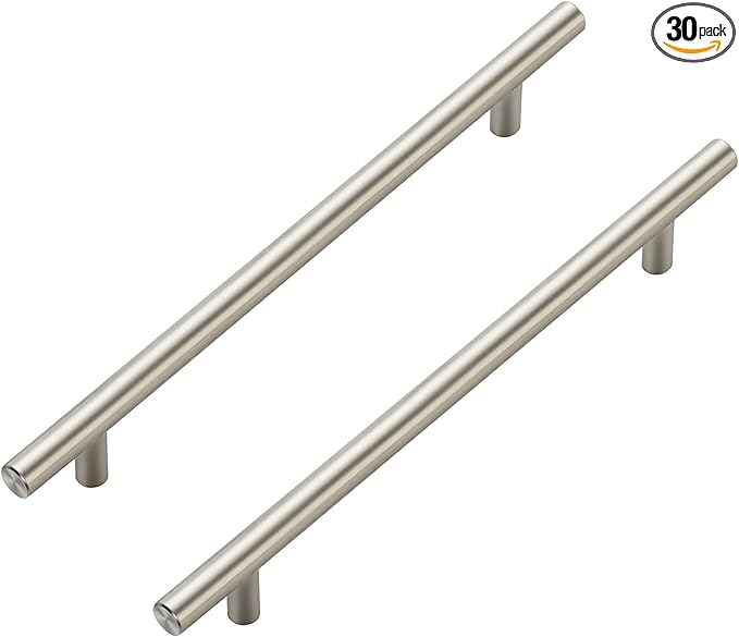 JOY DECOR 30 Pack Cabinet Handles, Brushed Nickel Cabinet Pulls, 7-1/2 in Hole Center Kitchen Cabinet Handles, Stainless Steel T Bar Handles for Dresser Drawers
