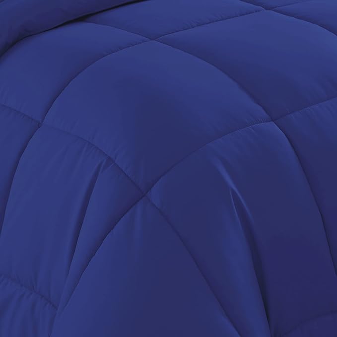 Sweet Home Collection 7 Piece Comforter Set Bag Solid Color All Season Soft Down Alternative Blanket & Luxurious Microfiber Bed Sheets, Royal Blue, King