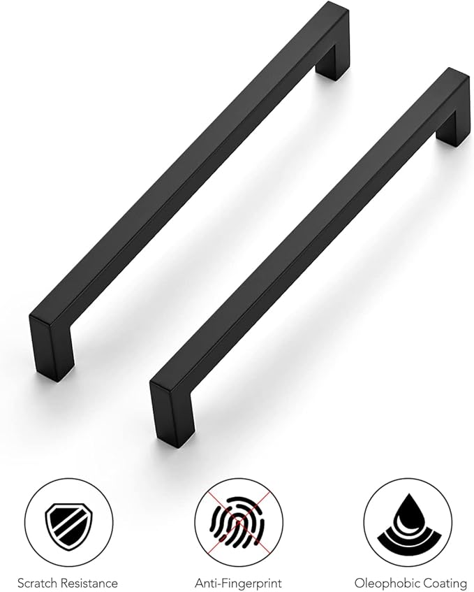 Ravinte 32 Pack 8 Inch Square Cabinet Handles Matte Black Pulls Drawer Kitchen Hardware for Cabinets Cupboard.