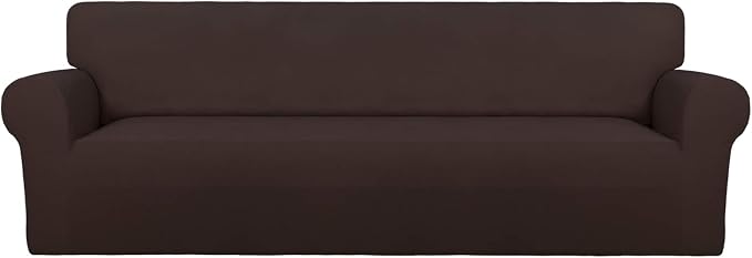 PureFit Stretch Couch Covers for Sofa 4 Seater Slipcovers Chocolate | 1-Piece by PureFit