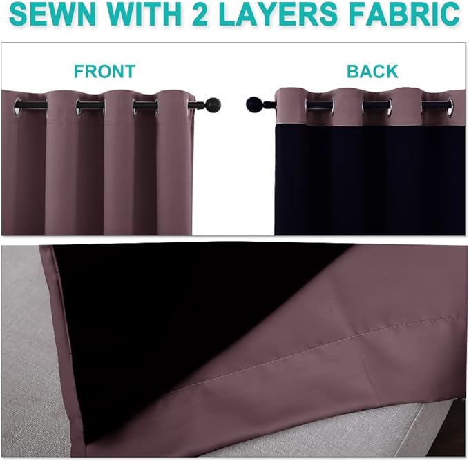 NICETOWN Warm Curtains for Winter, Bedroom Full Blackout Curtain Panels - Image 5