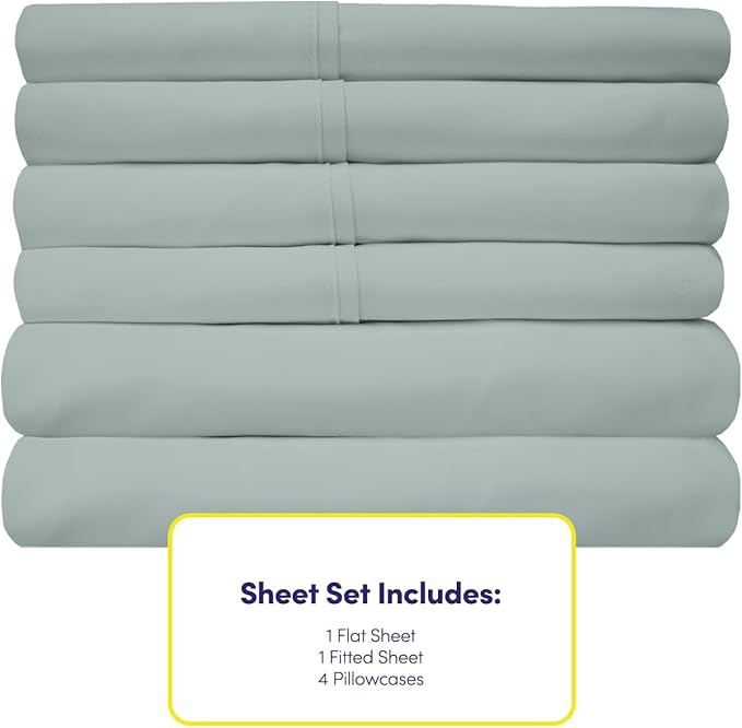 Sweet Home Collection 6 Piece Bed Sheet Set, Queen, Slate