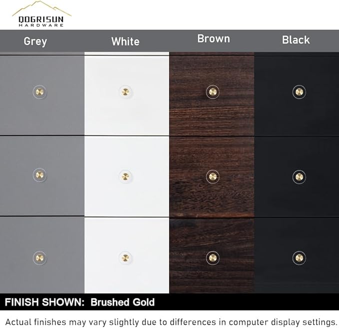 QOGRISUN 15-Pack Brass Crystal Cabinet Knobs,Glass Crystal Gold Drawer Knobs,1-1/4-Inch Round, Decorative Dresser Pulls, Modern Cabinet Hardware