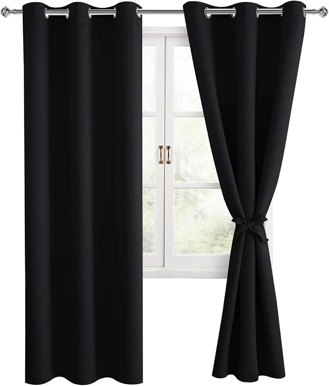Blackout Curtains for Bedroom, 38 x 84 Inches Long, 2 Panels, Window Curtains by Hiasan