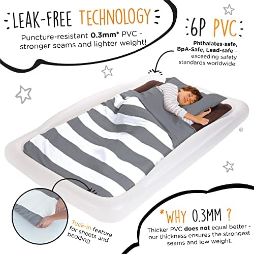 The Shrunks Twin Air Mattress Travel Bed for Kids and Adults with Pump Portable Inflatable Mattress Blow Up Air Bed for Travel, Camping or Sleepovers 78" x 43" - Blue