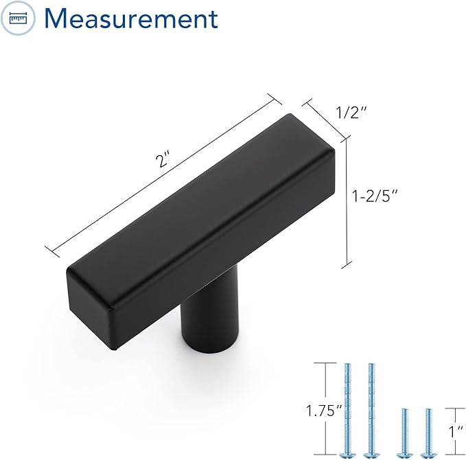 Ravinte Black Cabinet Handles 30 Pack Matte Black Square Cabinet Pulls Kitchen Hardware 2 inch Overall Length Kitchen Drawer Pulls