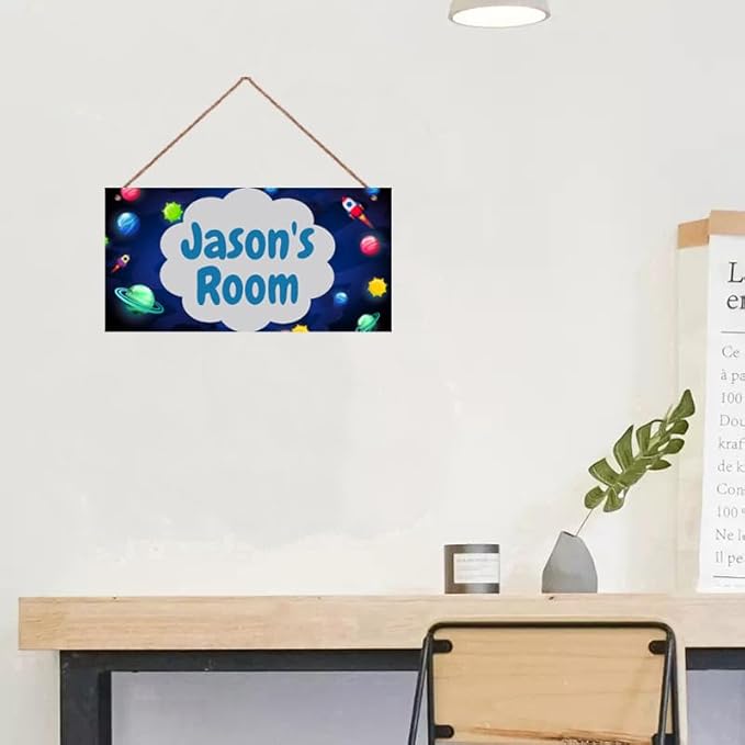 SLWEJQHA Personalized Outer Space Room Decor Art Rocket Pictures,Space Art for Kids Room,Boys Bedroom Decor,Nursery Decor Stars themed For Little Man Cave