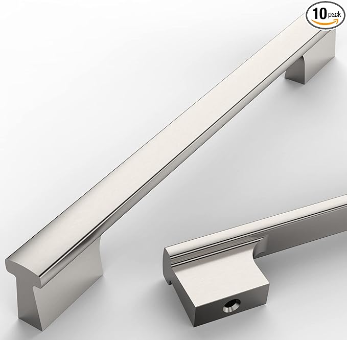 Asidrama 10 Pack 7.5 Inch(192mm) Brushed Satin Nickel Kitchen Cabinet Handles, Cabinet Pulls Kitchen Cabinet Hardware for Cupboard Drawer Pulls