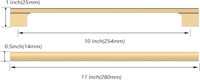 Asidrama 10 Pack 10 Inch(254mm) Champagne Bronze Cabinet pulls Kitchen Cabinet Handles, Kitchen Cabinet Hardware for Cupboard Drawer Pulls