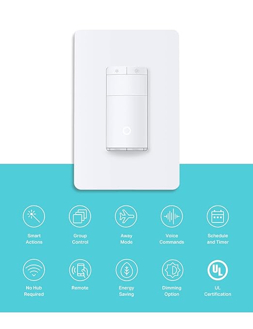 Kasa Smart Motion Sensor Switch, Dimmer Light Switch, Single Pole, Needs Neutral Wire, 2.4GHz Wi-Fi, Compatible with Alexa & Google Assistant, UL Certified, No Hub Required(ES20M) White 1-Pack