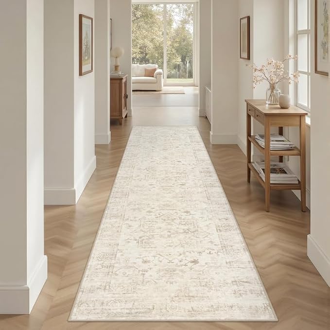 2'6''x8' Hallway Washable Runner Rug: Kitchen Carpet Beige/Brown | Vintage Boho - Image 8