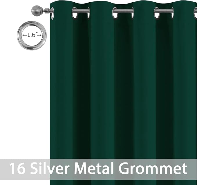 Yakamok Dark Green Room Darkening Curtains 84 inch Sliding Door Drapes | 1 - Image 5