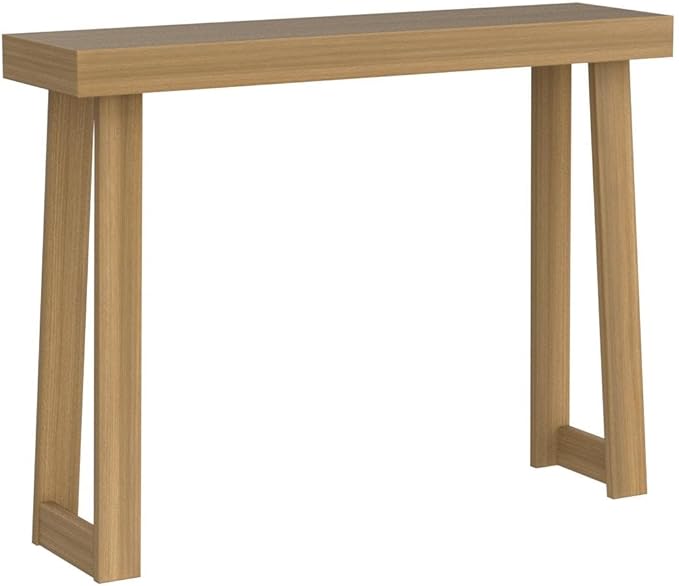 Plank+Beam Solid Wood Console Table, 46 Inch, Sofa Table, Narrow Entryway Table for Hallway, Behind The Couch, Living Room, Foyer, Easy Assembly, Pecan